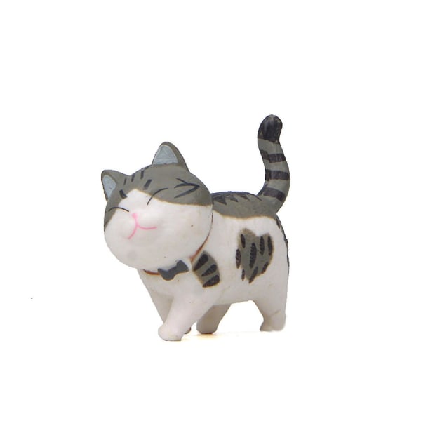 Cat Bell Doll,handgjord rund och ärlig Cat Healing Värmesystem,roterande tecknad kattdocka Leksak Desktopcake Dekor Barnpresent Gray-black 1pc