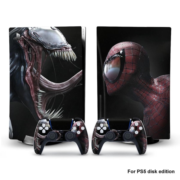 Playstation 5 Venom & Spider Ps5 Klæbeskind Decal Og Controller Stickers Sæt, Ridsefast (disk)