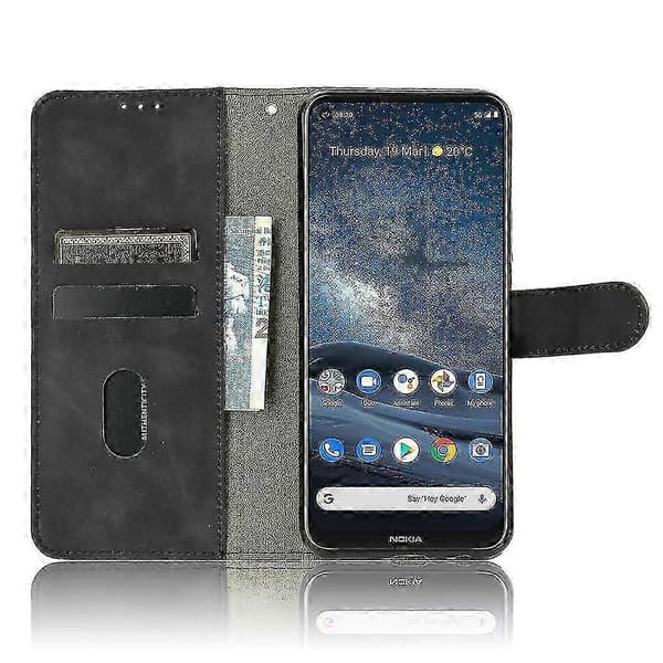 Etui til Nokia 8.3, Premium Læder med Kortholder, Flip Folio Magnetisk Etui Coque - Black