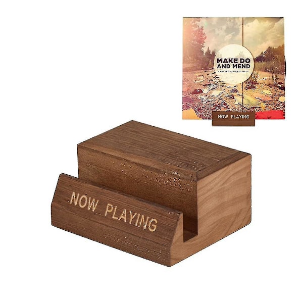Træ Vinyl Pladeholder Display Stativ - Bordplade Nu Afspilning Album Cover Holder - Enkelt Cd Stativ
