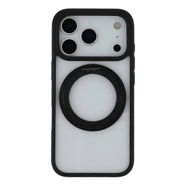 Kompatibel med iPhone 17 Pro Max deksel ringholder støtte PC + TPU telefondeksel Black