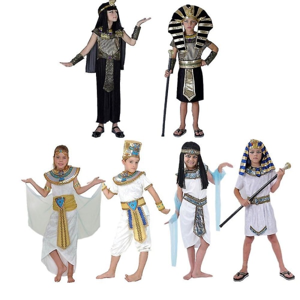 Karnevaalit Lapset Puvut Tytöt Pojat Cosplay Cleopatra Muinainen Egypti Faarao Valmistumismekot Lapset Halloween Juhlakangas Blue Egypt boys One Size 110-145cm