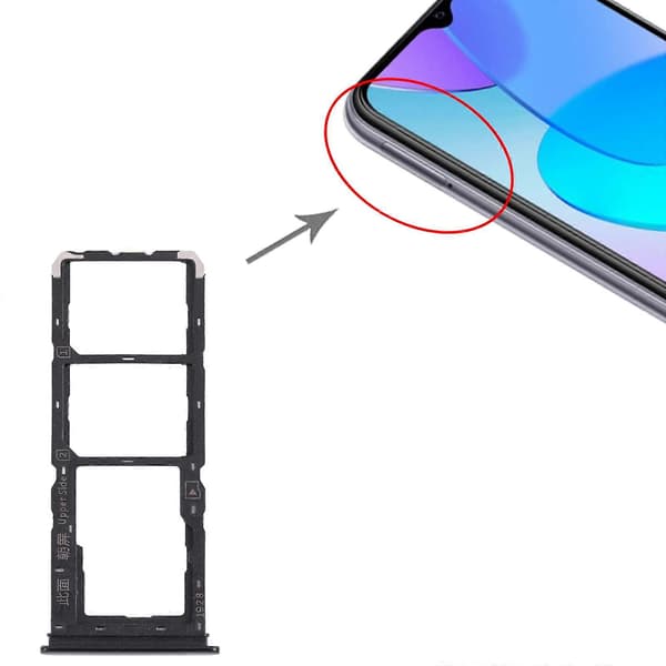 Til vivo Y11s V2028 SIM-kortbakke + Micro SD-kortbakke Black