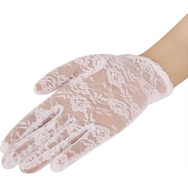 Hvide solbeskyttelseshandsker korte blondekørehandsker blomstret UV-beskyttelse solbeskyttelse håndbeskyttelse elastiske handsker blonde bryllup aften sexet W