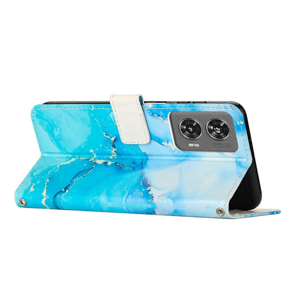Marmor PU Etui til Motorola Edge 50 Fusion Blue Green
