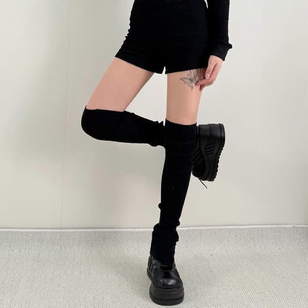 Ribbed Over-the-Knee Socks with Button-Split Pattern for Everyday Wear and Performances Thigh-High Long Socks CJY White