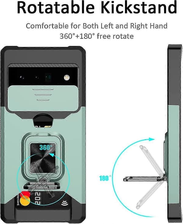 Duty Case Kompatibel Pixel 7 Pro/Pixel 7 med skyvbart kameradeksel og støtte Green Pixel 7