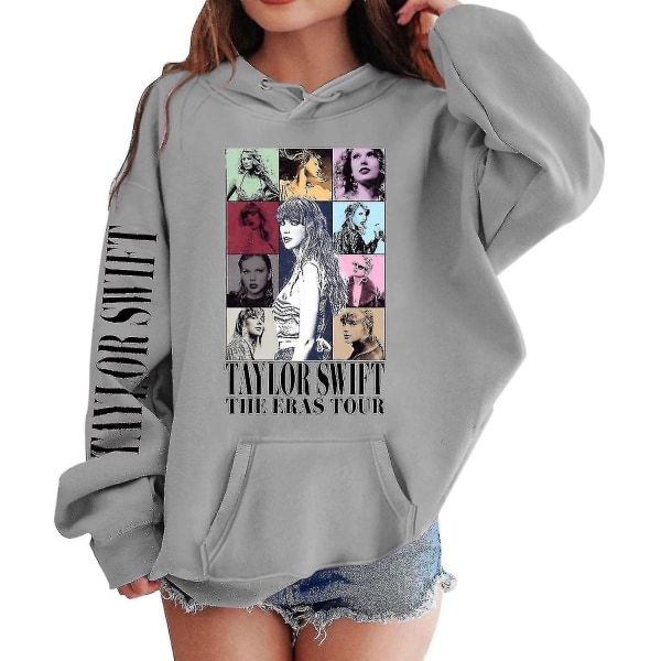 Luvtröjor för flickor 1989 Casual Taylor-tröja Barn Pojkar Swifts Pullover Konsertdräkt med huva för 4-14 år-www 10 to 11 Years 02 gray