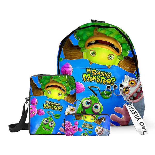 My Singing Monsters Monster Concert Tre-delad Skolväska Student Ryggsäck Axelväska Pennfodral 1 Backpack