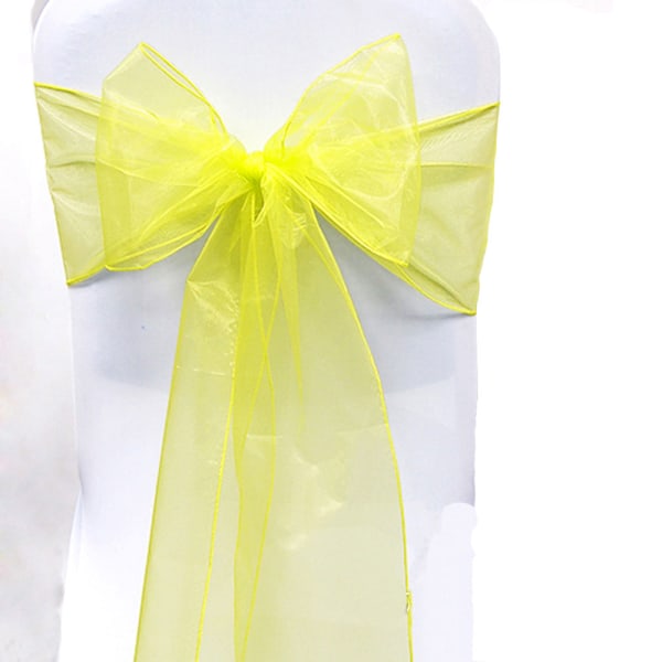 10 ST bryllup organza stol sashes bue sash fest dekoration gul Yellow 10 PCS