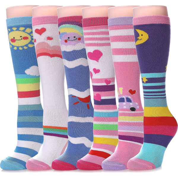 3-12 år gamle jenter Knehøye sokker Barn Søt Galt morsomt dyremønster lang støvel Rainbow Socks 01