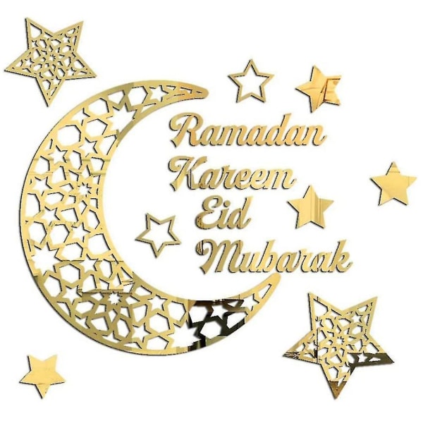 Ramadan Kareem-klistremerker Dekorasjoner Vegg Eid Mubarak Dekorskilt Soverom Frontrom Halvmånekrystall