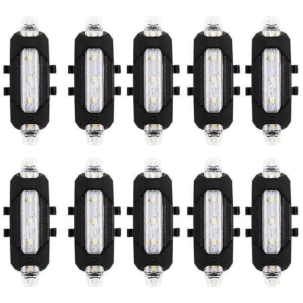 10 st USB uppladdningsbar Strobe-varningslampa för bilcykel Motorcykel Drone Night Led Prompt Anti-co