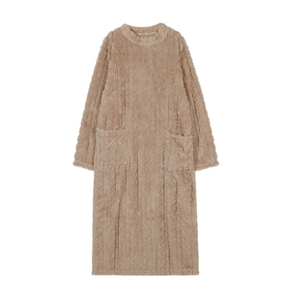 Varmt och bekvämt korallfleece nattlinne för kvinnor kall khaki khaki L(115CM)