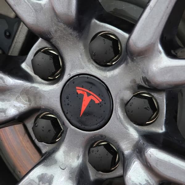 Hjulkapsler til Tesla Model 3 Y, Fælgemblembeskyttelse, Navkapsler, Hvid