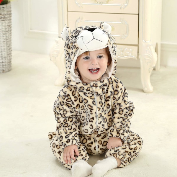 Ca Småbarns Dinosaurdrakt Barn Søt Hettestøvel Dyredrakt Halloween Leopard 12-18 Months