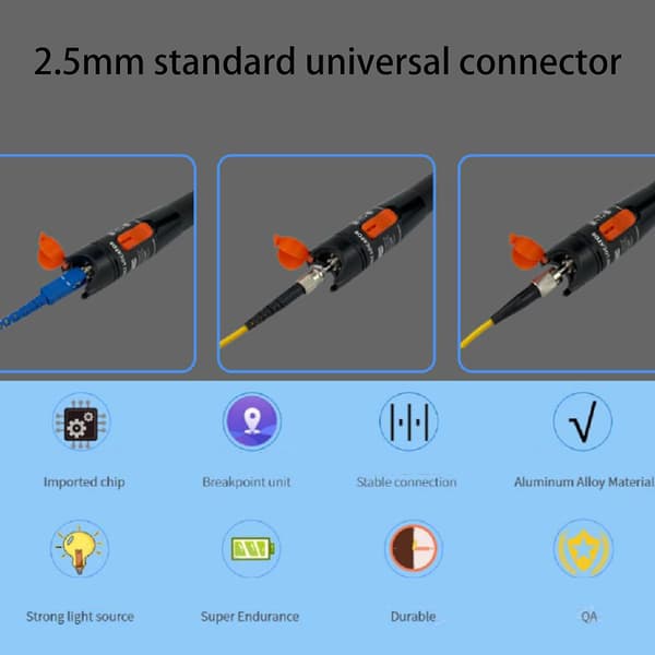 Fiberoptisk visuel fejlfinder 10MW 10KM Fiberlystester VFL Tester Kit