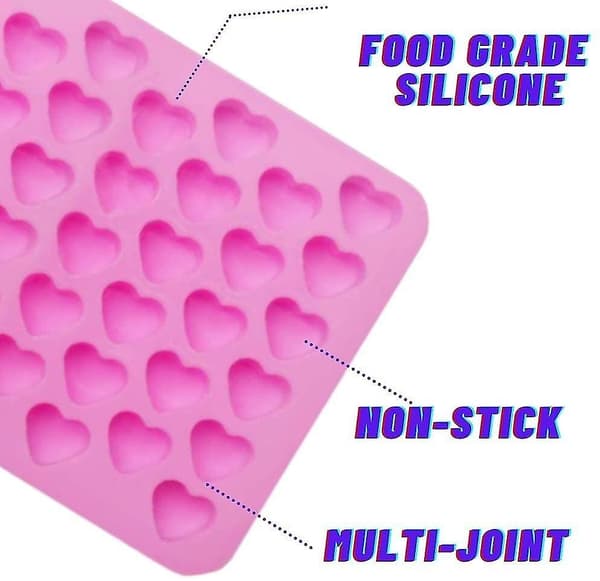 1-pack silikonform, 55 hjärtan non-stick chokladgodis isgelégodisformar
