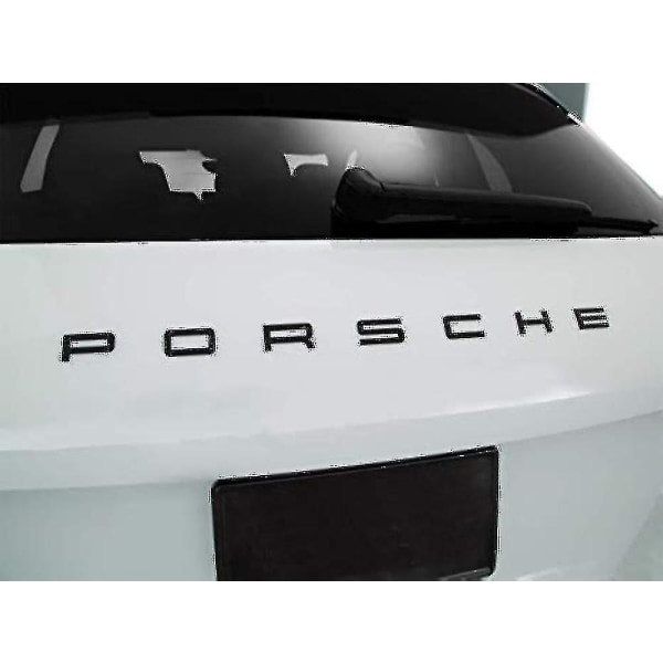 Blank Porsche-skrift bakluke-emblem i blank svart for 911 Carrera Cayenne Turbo Gt3