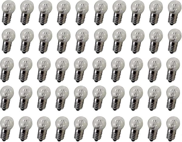 DC 50 st E10 2,5v 0,3a Varmvit Miniatyrlampa Skruvbas-QJWL
