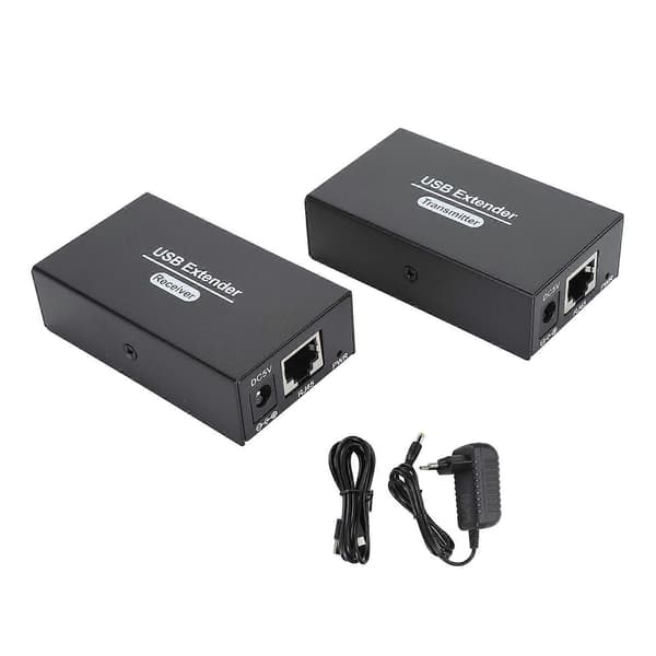 USB Extender 80m Over Single Ethernet Cat5e 6 7 USB RJ45 LAN Extender med 4 USB 2.0 Hub til Windows til OS X til Android til Linux EU-stik 100-240V