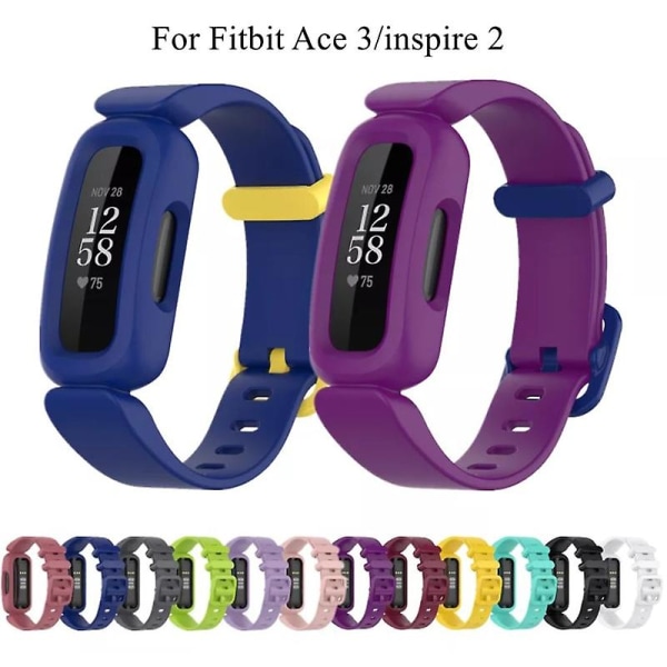 Håndleddsreim for Fitbit Ace 3 Barnas Smartklokke Armbånd for Fitbit Inspire 2 Klassisk Armbåndserstatning A11