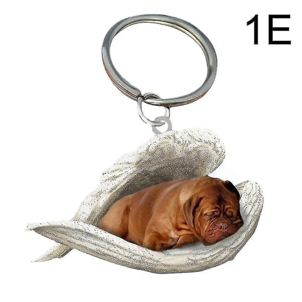 Riippuva koriste-avaimenperä Söpö nukkuva enkeli koiran siipi riipus koiran lahja Bordeaux dog