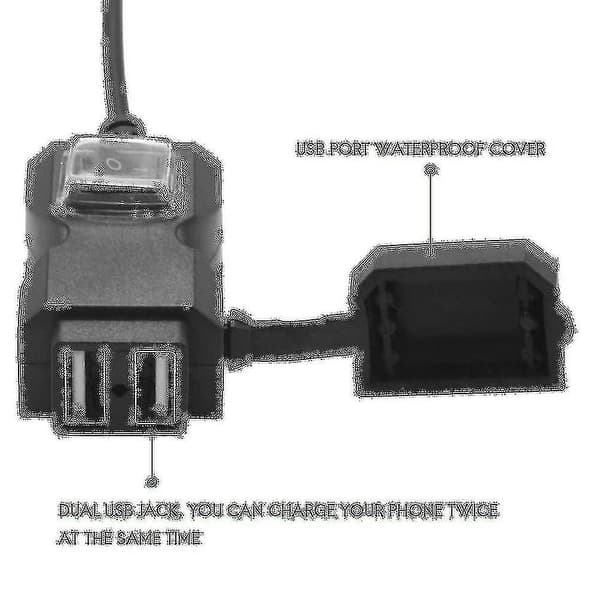 12v vanntett motorsykkel dobbel-USB lader strømuttak adapter