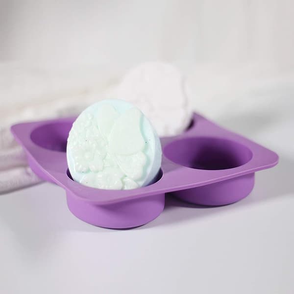 Silikonformar 4 runda hål Silikontvålformar Fjärilsform DIY Fondant Silikontvålform Enkel