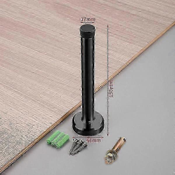 Veggmontert dørstopper, 150 mm rustfritt stål med gummispiss for lydisolering og kraftig bruk