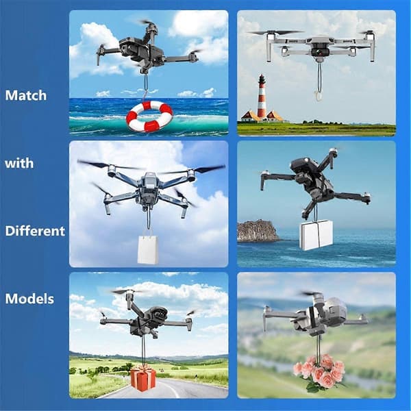 Drone Airdrop System for DJI Mini 3 Pro/Mini 3/ Mini 2 SE/Phantom 3 4/4 Pro Kaste Kaster for Bryllupsscene Fiskeagn black