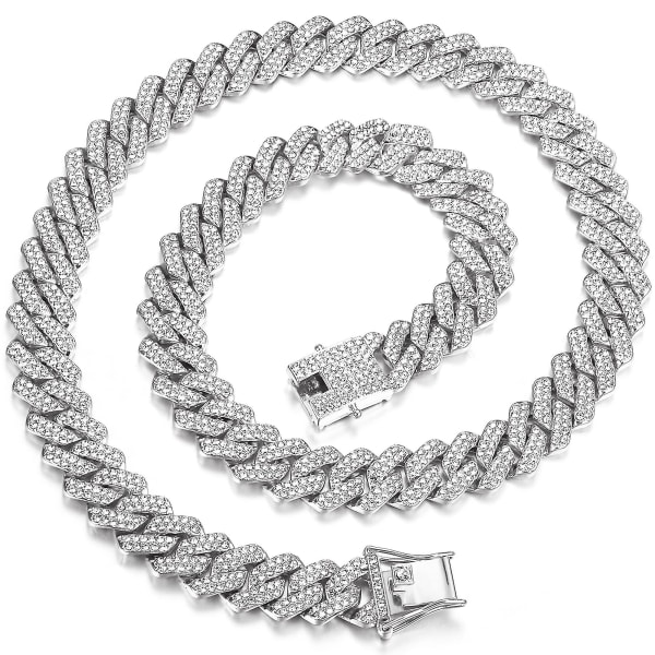 Cuban Links Chain For Men 13mm Halsband Guld Silver Pläterade Halsband Chain Diamond 18 tum