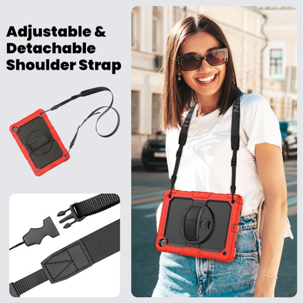 Samsung Galaxy Tab A9+ / A11+ Silicone + PC Case with Shoulder Strap Röd