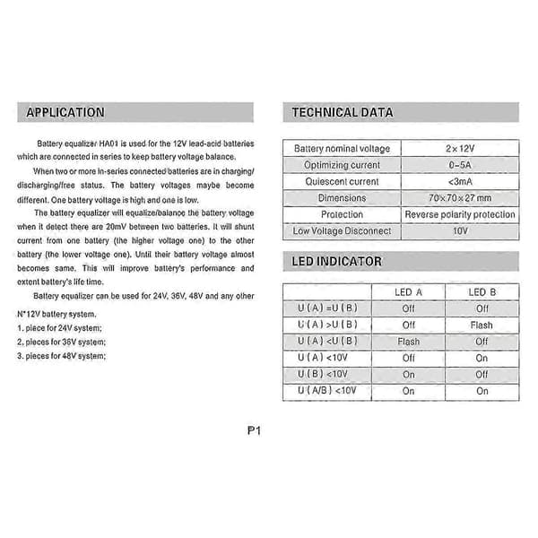 Batteribalancer DC 12V 24V Batterispændingsinverter Balancer Blysyrebatterioplader Regulator