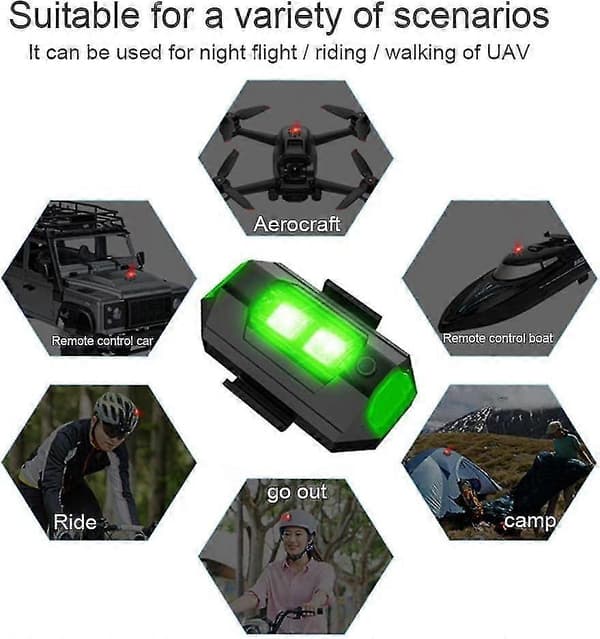 LED-strobelys for fly, USB-lading drone-strobelys, 7 farger justerbare strobelys nattlys for RC-bil motorsykkel fly