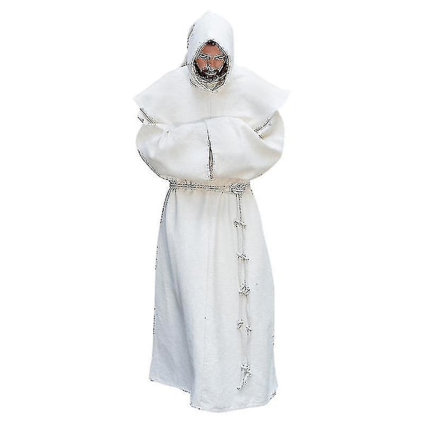 S-5XL Renessanssin Munkki Pappi Habit Scapular Fransiskaani Asun Asun Uskollinen Pyhimys Mekko Takki Miehet Pappi Huppu Huppu Halloween Asun Black S