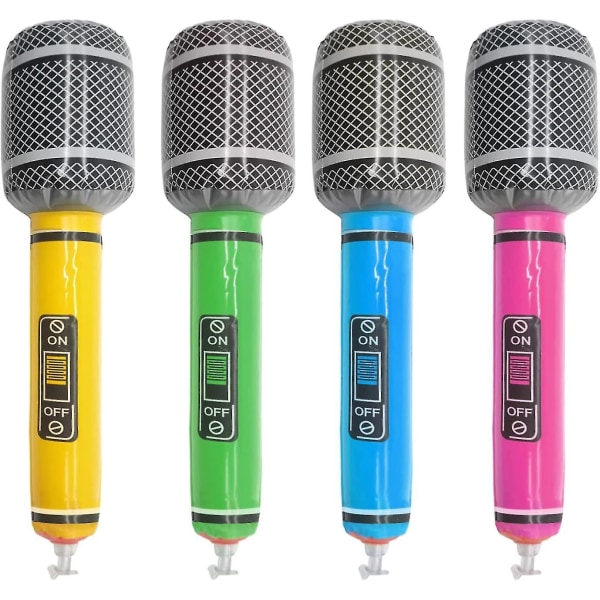 Oppustelig mikrofon, 4 stk oppustelige musikinstrumentlegetøj Mikrofoner til børn (tilfældig farve)