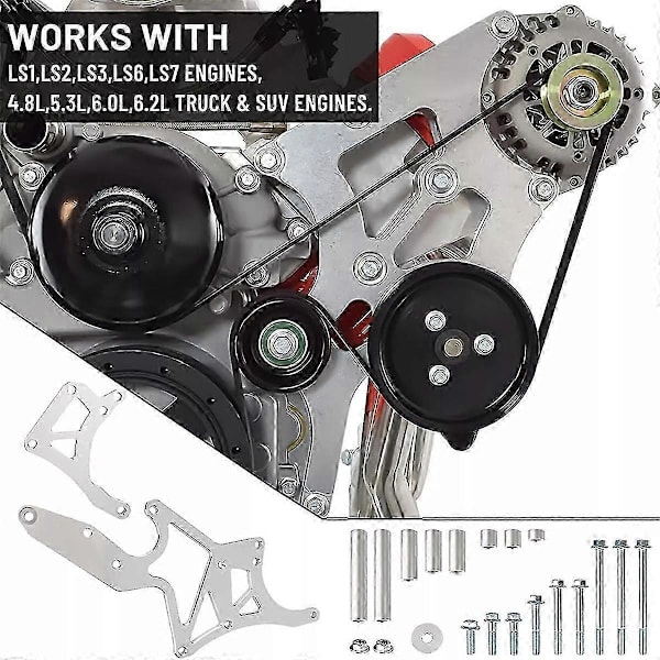 Fits for LS Engine Serpentine Bracket Alternator Power Steering Pump Swap Conversion