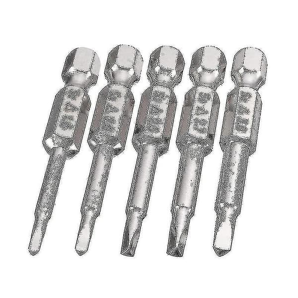 5 delar magnetiska triangulära skruvmejselbitar, S2 stål triangulär spets skruvmejselbit sexkantsskaft triangulär skruvmejselbitssats (1 set, silver)