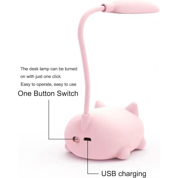 Søt Rosa Mini Katte Nattlampe, USB Oppladbar, Sammenleggbar for Barnerom Rosa Rosa Rosa