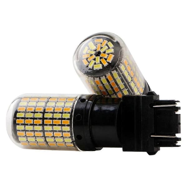 2 stk 3757 3157 4157NA LED-pære Switchback Hvit Gul Parkeringsblinklys