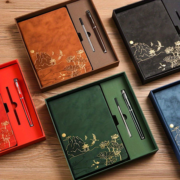 1 stk. Notesblok Sæt Pen + Refill A5 Arbejdsnotesbog Gaveæske SortCJY Blue Gift Box Set Model