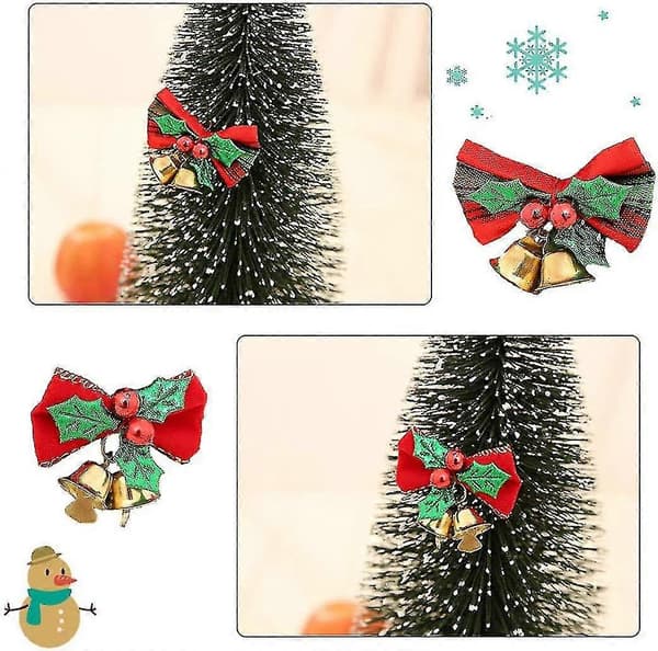 16-pack julrosett med klockor, mini-julrosett, pysselpresent, prydnad, julgran bdCJY