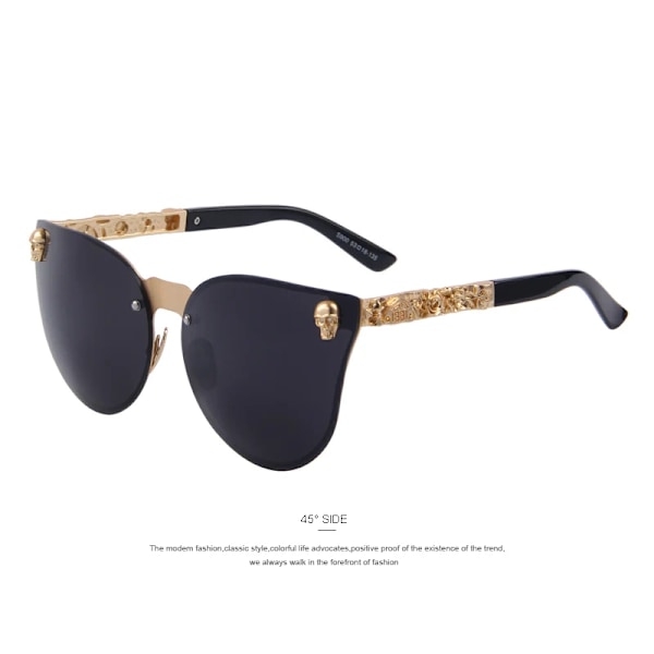 MERRYS Mode Dam Gotiska Glasögon Skalle Ram Metallskalmar Oculos de sol UV4 C05 Silver