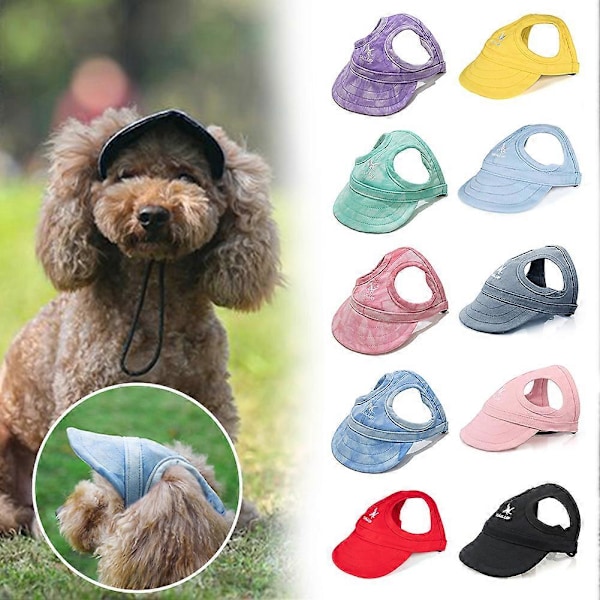 Hundkeps Husdjur Solhatt Solskydd Utomhuskeps Hund Sportkeps Andningsbar Sommar Resehatt med Öronhål Black S