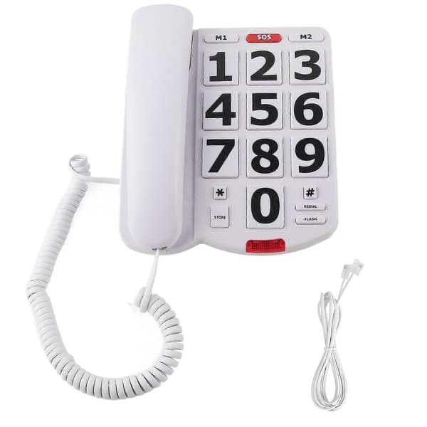 Fasttelefon for eldre med store knapper, kablet telefon for eldre og hørselshemmede