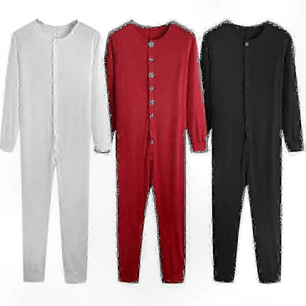 Vintervarme Termo-pyjamas-heldragt til mænd for komfort Black S