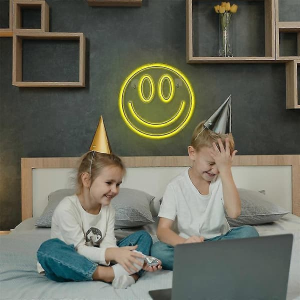 Smile Face Neonskylt Led Neonljus Väggdekor Smiley Face Ljusskyltar För Sovrum Barnrum Bröllop