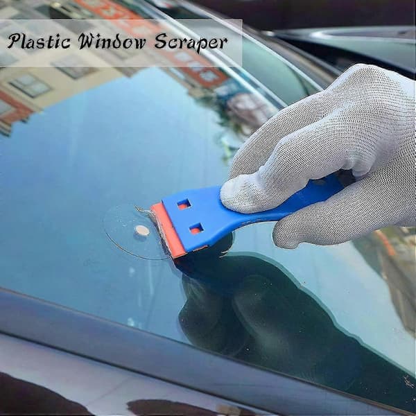 Plastskrape med plastblader for fjerning av lim og dekaler - 1 stk blå
