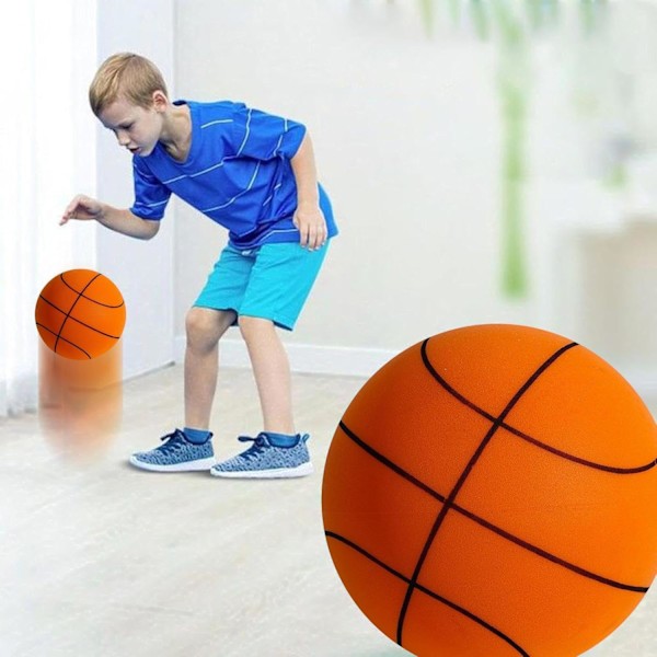 Handleshh Tyst Basketboll, Tyst Träningsboll för Inomhusbruk, Obehandlad, Högelastisk, Med Korg